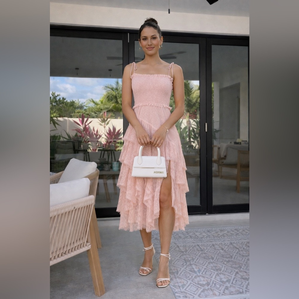 Alice + Olivia Jocelyn Ruffle Midi-Dress